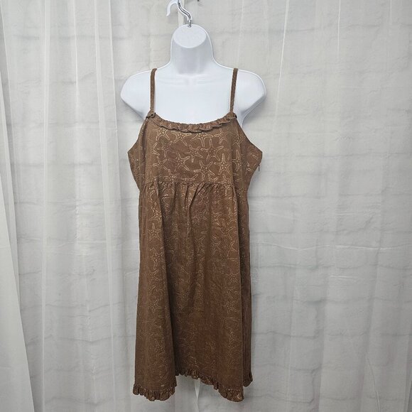 Vineyard Vines Brown Gold Starfish Babydoll Dress Sleeveless Beach Mini 10 - Picture 1 of 14